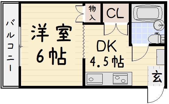 半田電設ビル(1DK/3階)の間取り写真
