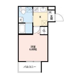 CIEL神崎川(1K/1階)の間取り写真