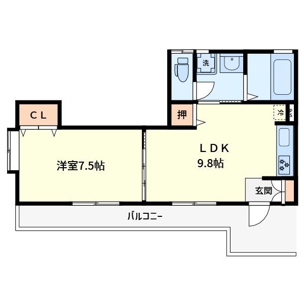 ボーセジュール(1LDK/2階)の間取り写真