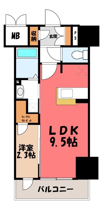 グラン・ルポ高崎(1LDK/10階)の間取り写真