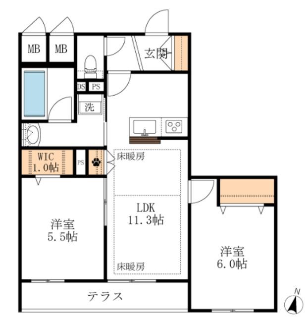 LS PLUS八潮(2LDK/1階)の間取り写真