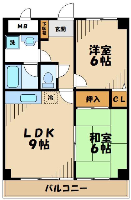 コンフォートソシアK(2LDK/2階)の間取り写真