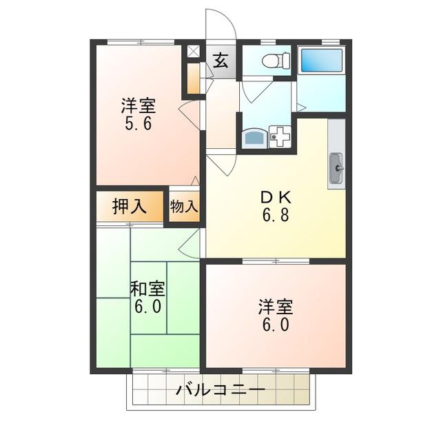 CREST HABIKINO(3DK/1階)の間取り写真