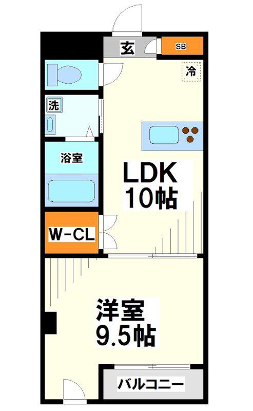 飛田給駅前ビル(1LDK/3階)の間取り写真