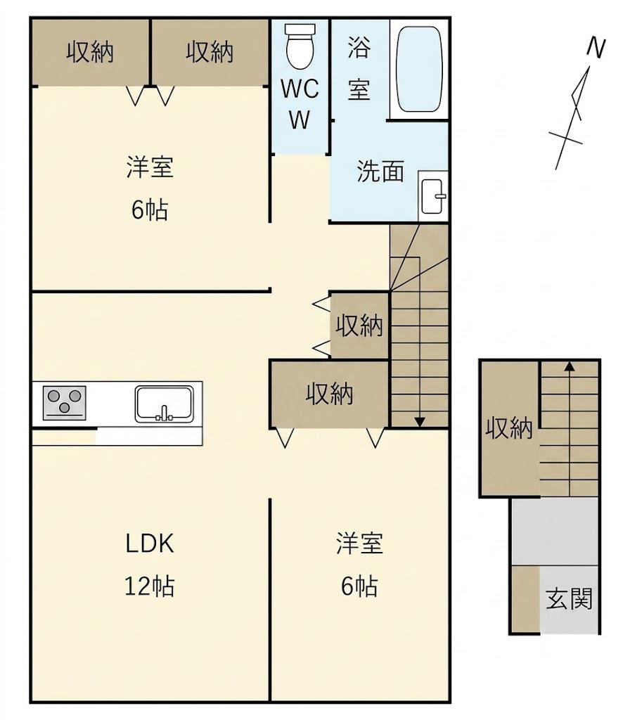 メゾンサンライズ(2LDK/2階)の間取り写真