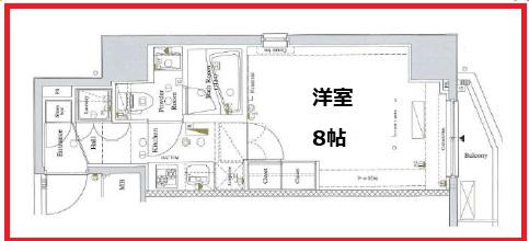 アクサス錦糸町(1K/9階)の間取り写真