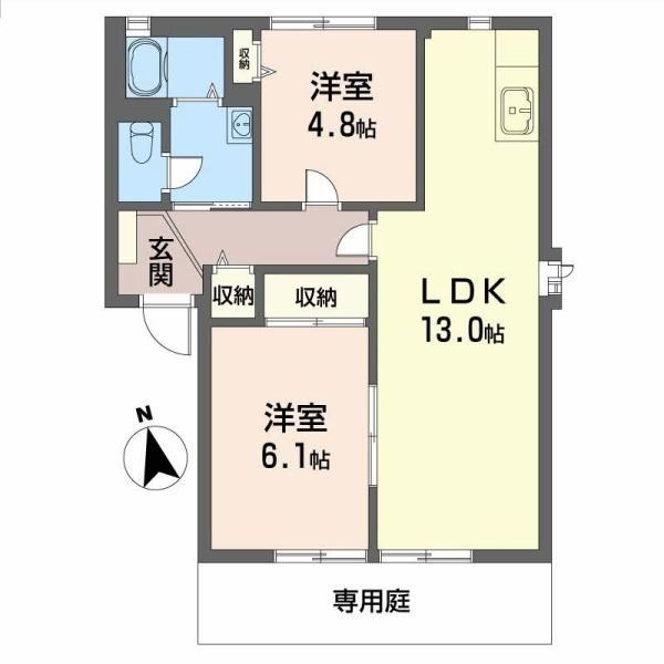 プラスパ高畑A(2LDK/1階)の間取り写真