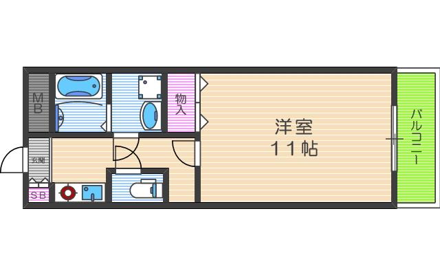 サンシャイン西梅田(1K/2階)の間取り写真