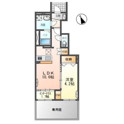 グランソレイユ(1LDK/1階)の間取り写真