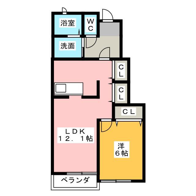 エレガンツァビオラIIB(1LDK/1階)の間取り写真