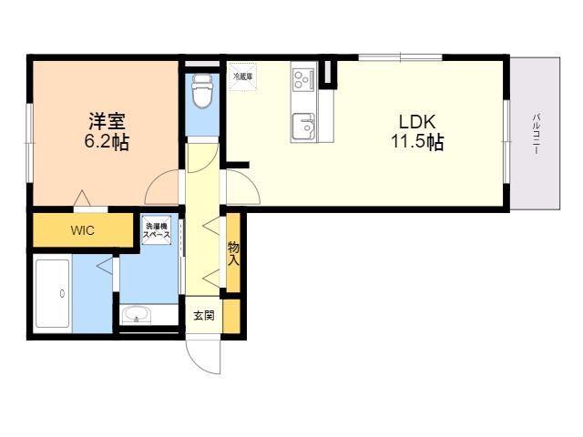 D-ROOM戸原東(1LDK/3階)の間取り写真