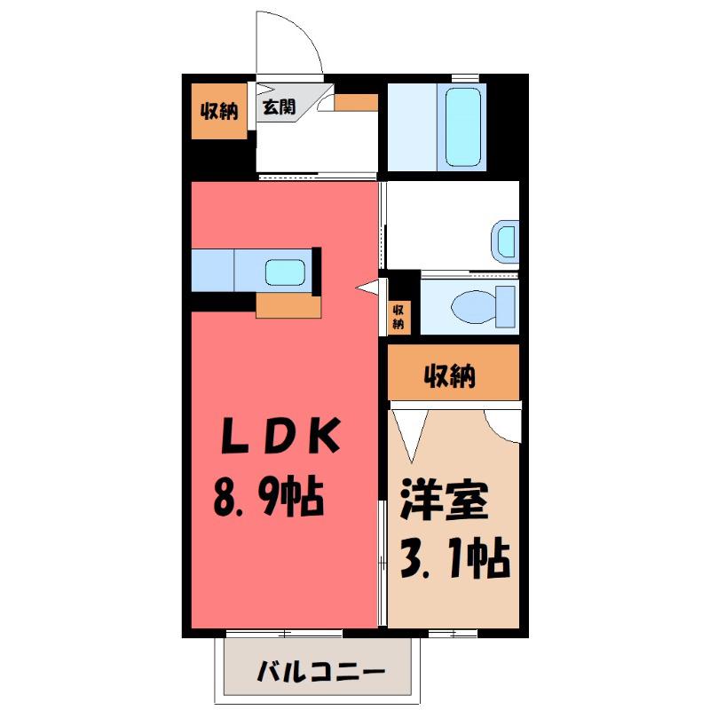 ラフィネド・メゾンII(1LDK/1階)の間取り写真