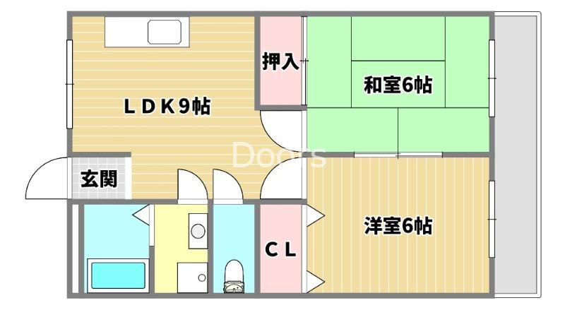 グラミュール川南(2LDK/2階)の間取り写真