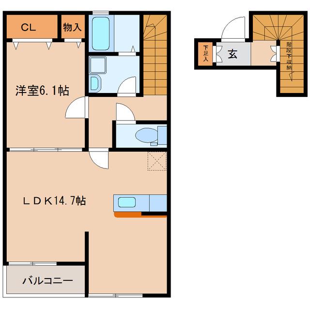 アミューズSD(1LDK/2階)の間取り写真