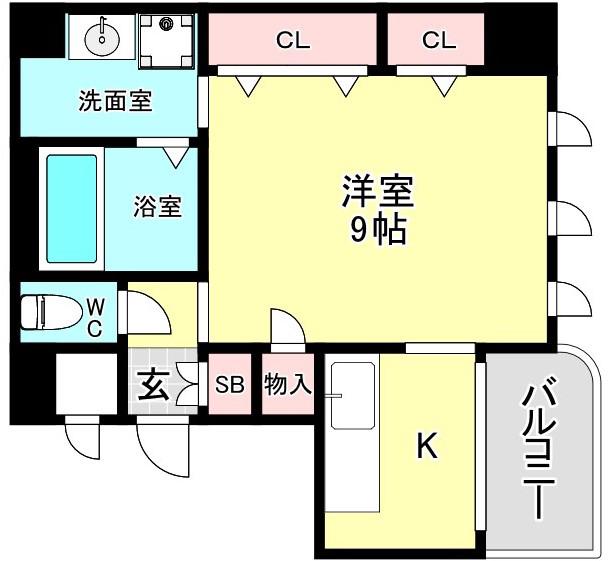 パークヒルズ北堀江ラモーダ(1K/12階)の間取り写真