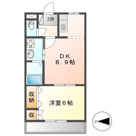 ムーンレインボー(1DK/2階)の間取り写真