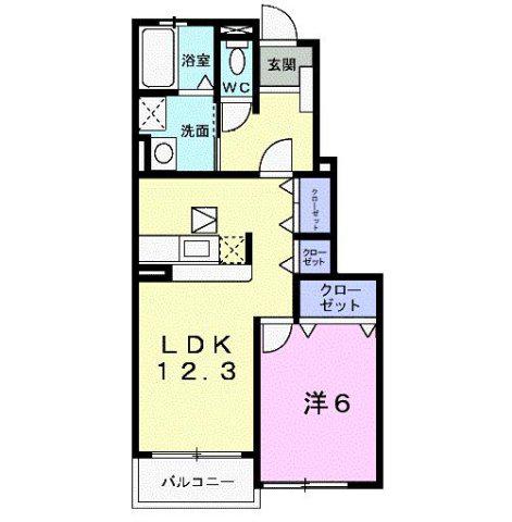 フレスクーラI(1LDK/1階)の間取り写真