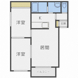 グランメール 214III(2LDK/4階)の間取り写真