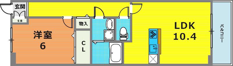 ベイビュー(1LDK/1階)の間取り写真