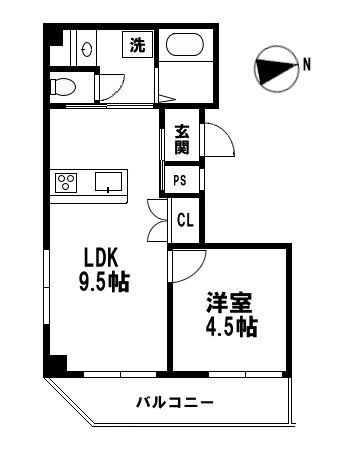 クリエール北綾瀬(1LDK/2階)の間取り写真