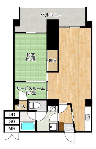豊中グランドハイツ(1SLDK/5階)の間取り写真