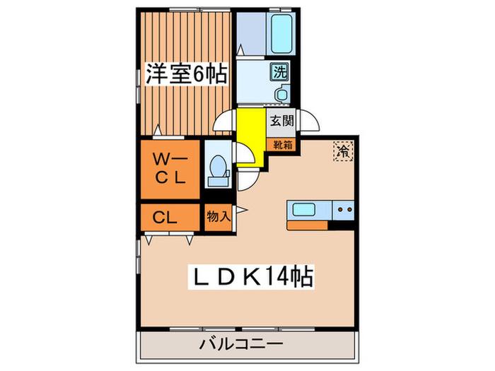 クライン・ガルデンB(1LDK/2階)の間取り写真