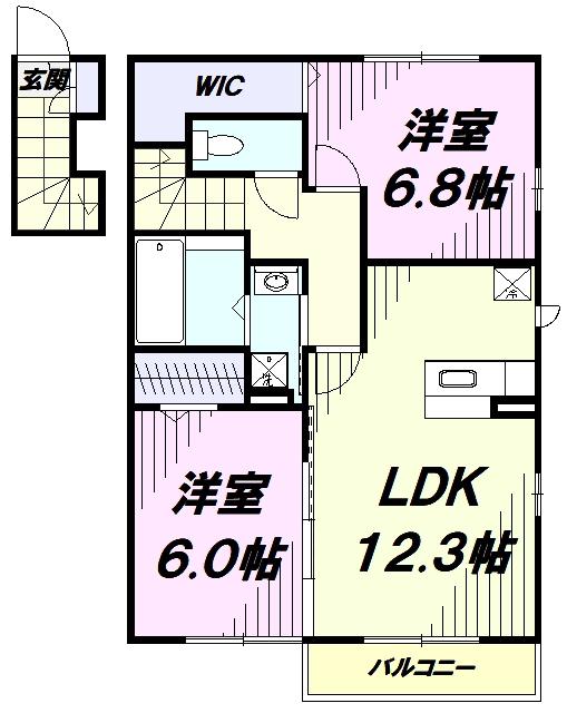 ファヴォーレIII(2LDK/2階)の間取り写真