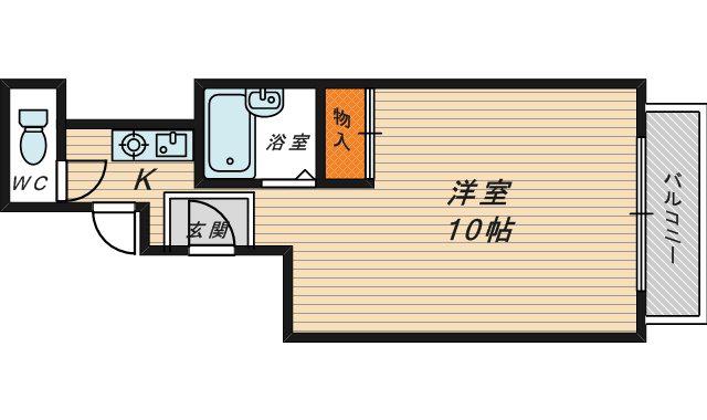 ペントハウス17(1K/7階)の間取り写真