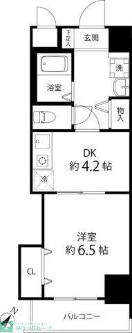 マルジューマンション(1DK/4階)の間取り写真