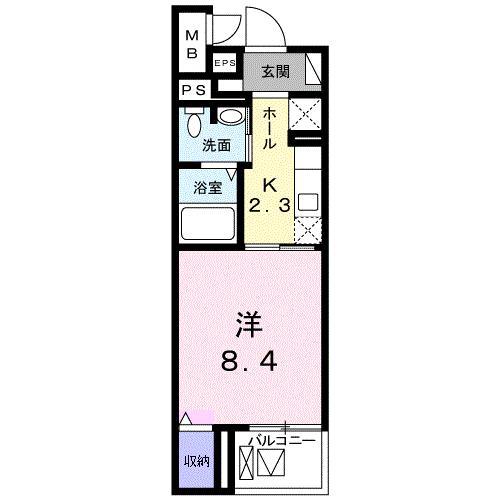 セレーノ・M(1K/2階)の間取り写真