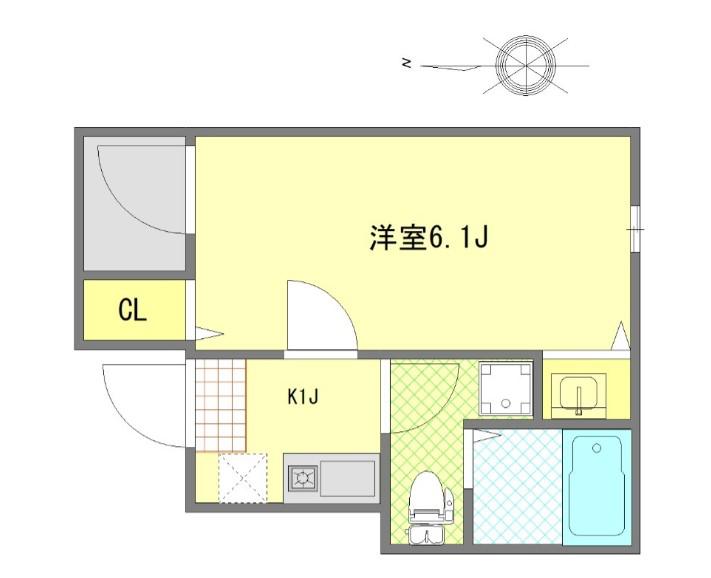 GLENODAI(1K/2階)の間取り写真