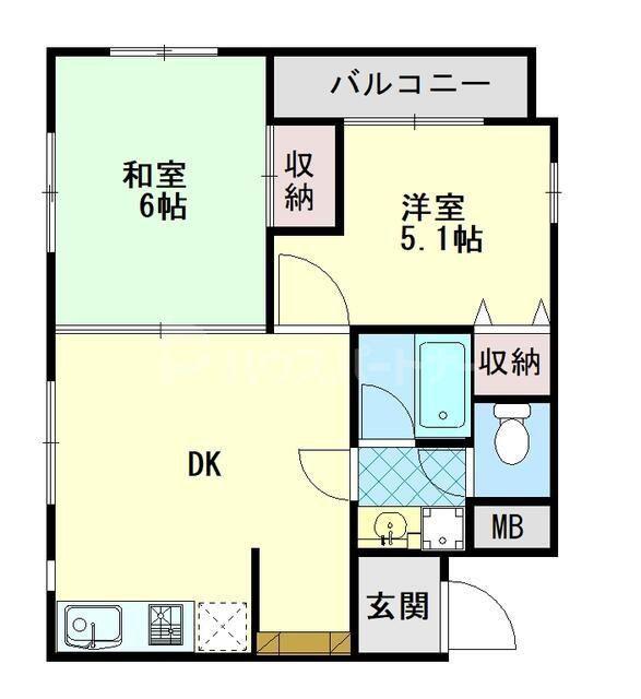 KODAヒルズ東新小岩(2DK/3階)の間取り写真