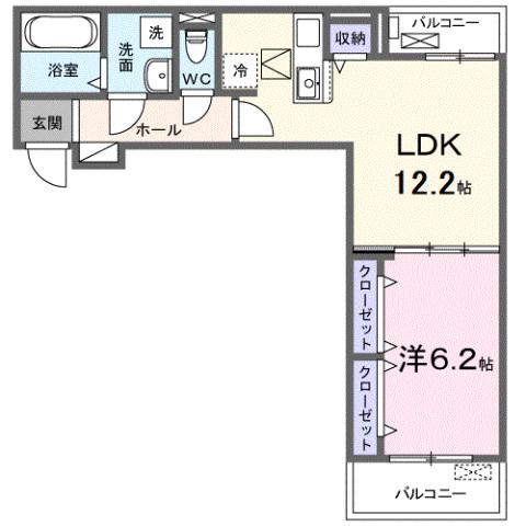 ラヴィエールII(1LDK/1階)の間取り写真