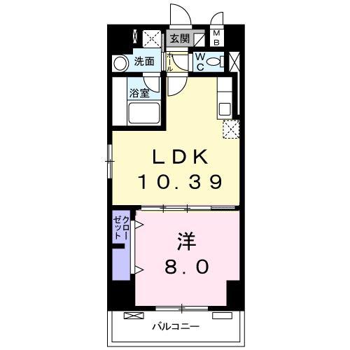 スカイブルーレジデンス横浜(1LDK/8階)の間取り写真