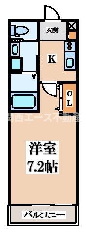 ESCALA四條畷(1K/3階)の間取り写真