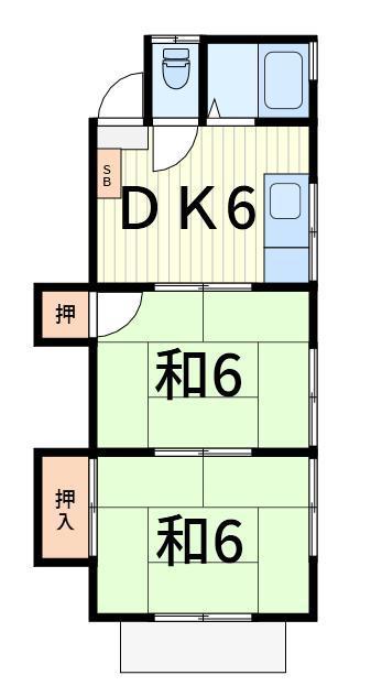 コーポハマY(2DK/1階)の間取り写真