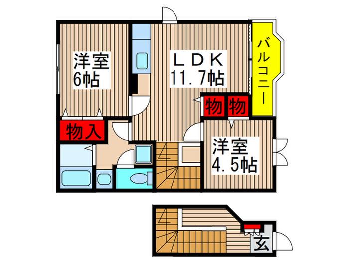 プリムヴェールIII(2LDK/2階)の間取り写真