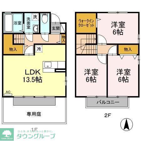 ウィルボナールC(3LDK/2階)の間取り写真