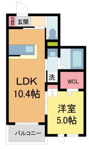 HEBEL GARDEN松山町(1LDK/1階)の間取り写真