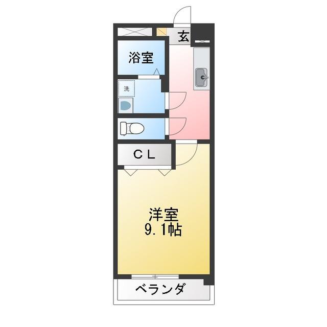 マンション亀山(1K/6階)の間取り写真