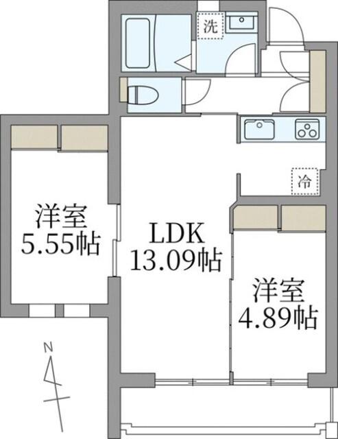 カンフローエンス・久地(2LDK/3階)の間取り写真