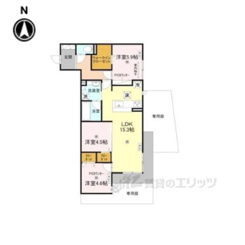 HAMALATRIUMUM(3LDK/1階)の間取り写真