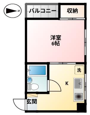 スティルハウスこもり(1K/4階)の間取り写真