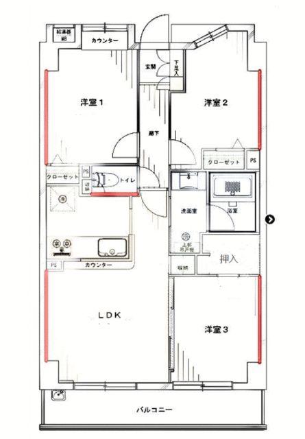 ダイヤパレスグランデージ千住大橋(3LDK/6階)の間取り写真