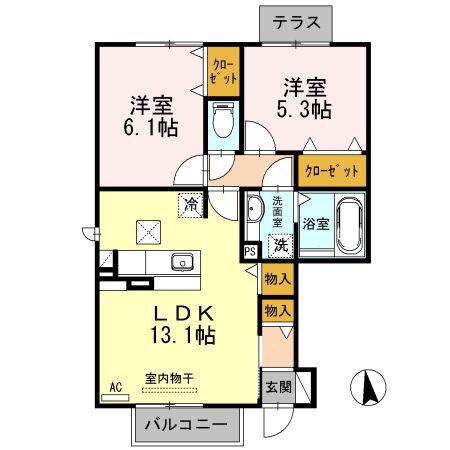 OHANA南陽 D棟(2LDK/1階)の間取り写真