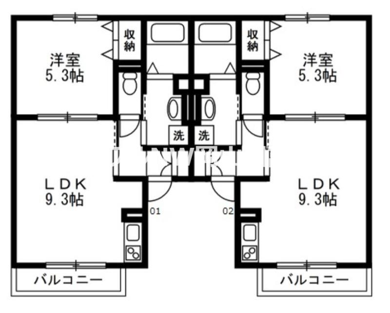 ヴィレッジハルミII(1LDK/1階)の間取り写真