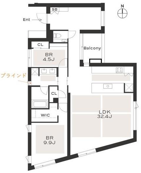 THE GRANDUO KAMIMEGURO(2LDK/2階)の間取り写真