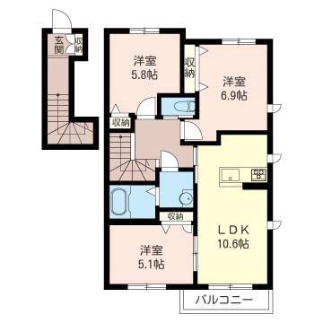 プレステージ(3LDK/2階)の間取り写真