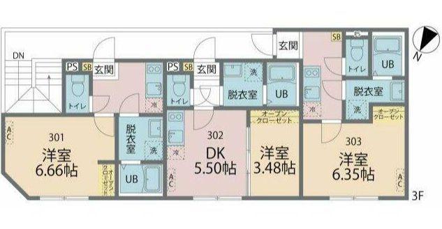 カインドネス西瑞江(1DK/3階)の間取り写真