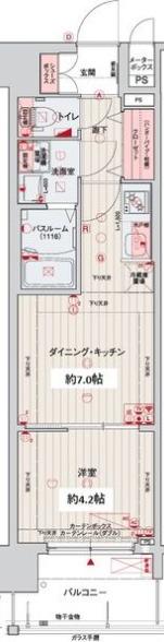 LC梅田北(1DK/4階)の間取り写真